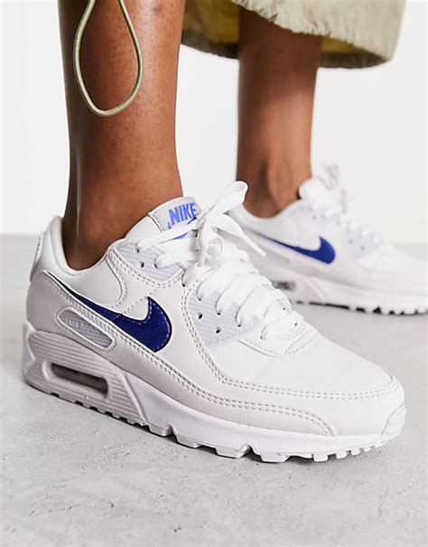 nike air max blauw stof witte zool|Heren Wit Air Max 90 Schoenen (7) .